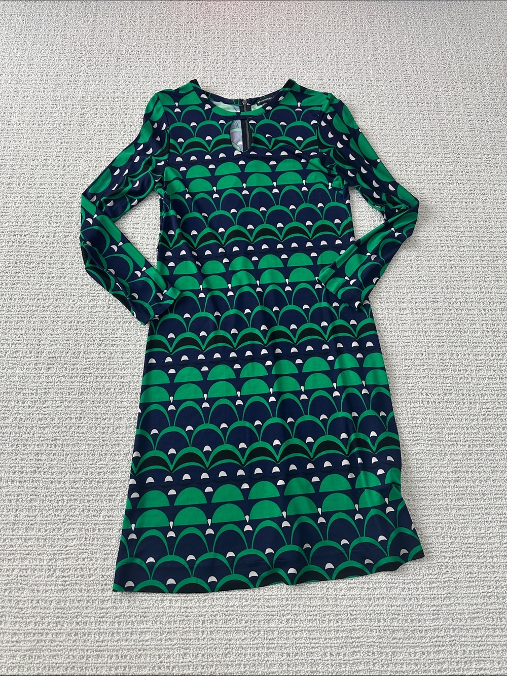 Banana Republic Navy & Green Geometric Long Sleeve Dress
